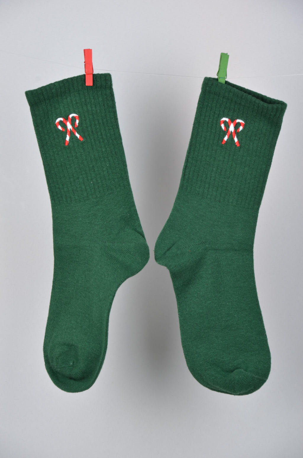 Şeker Kamışı Nakışlı Yeşil - Tenis Çorap