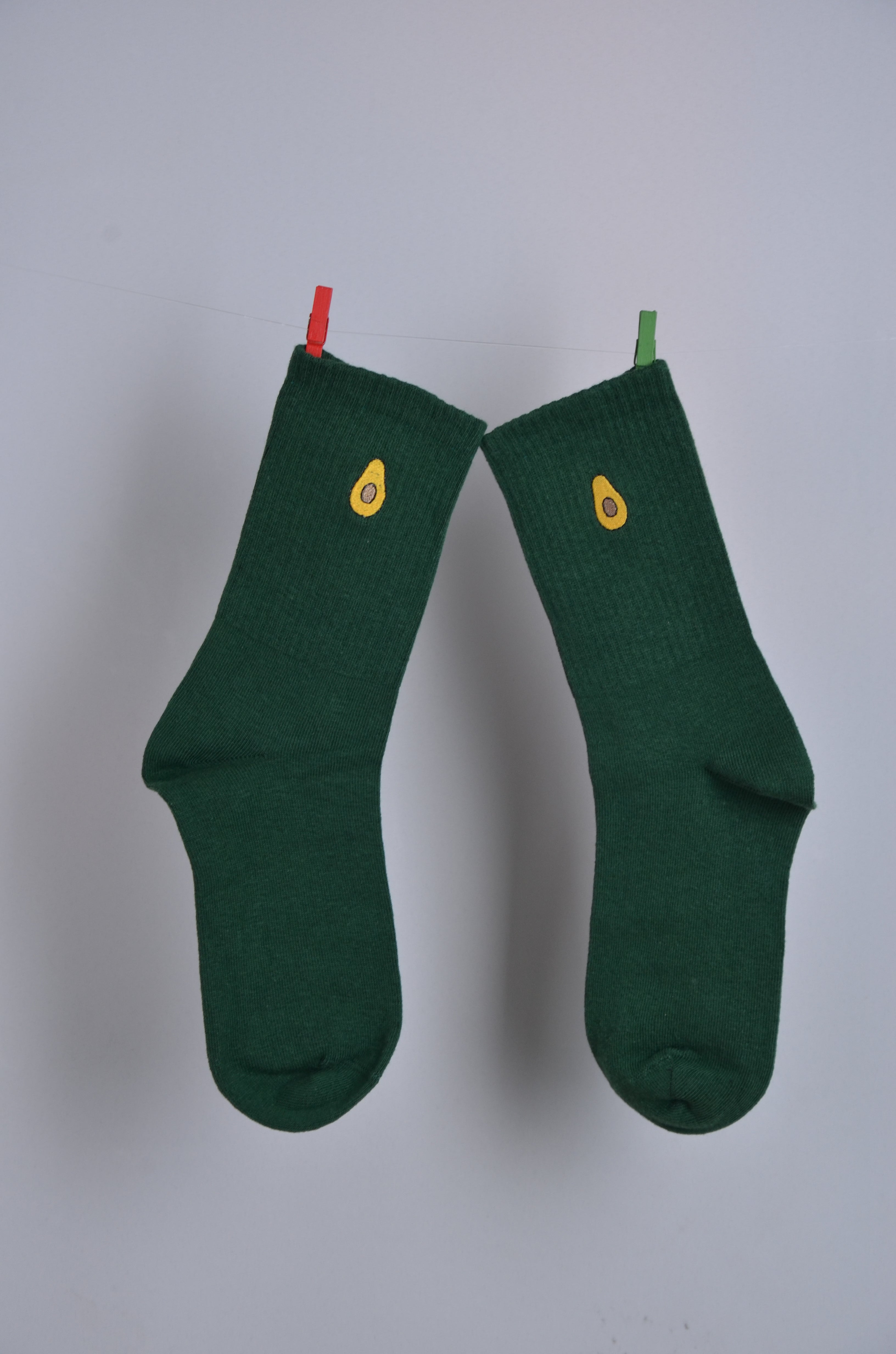 Avakado Nakışlı Yeşil - Tenis Çorap