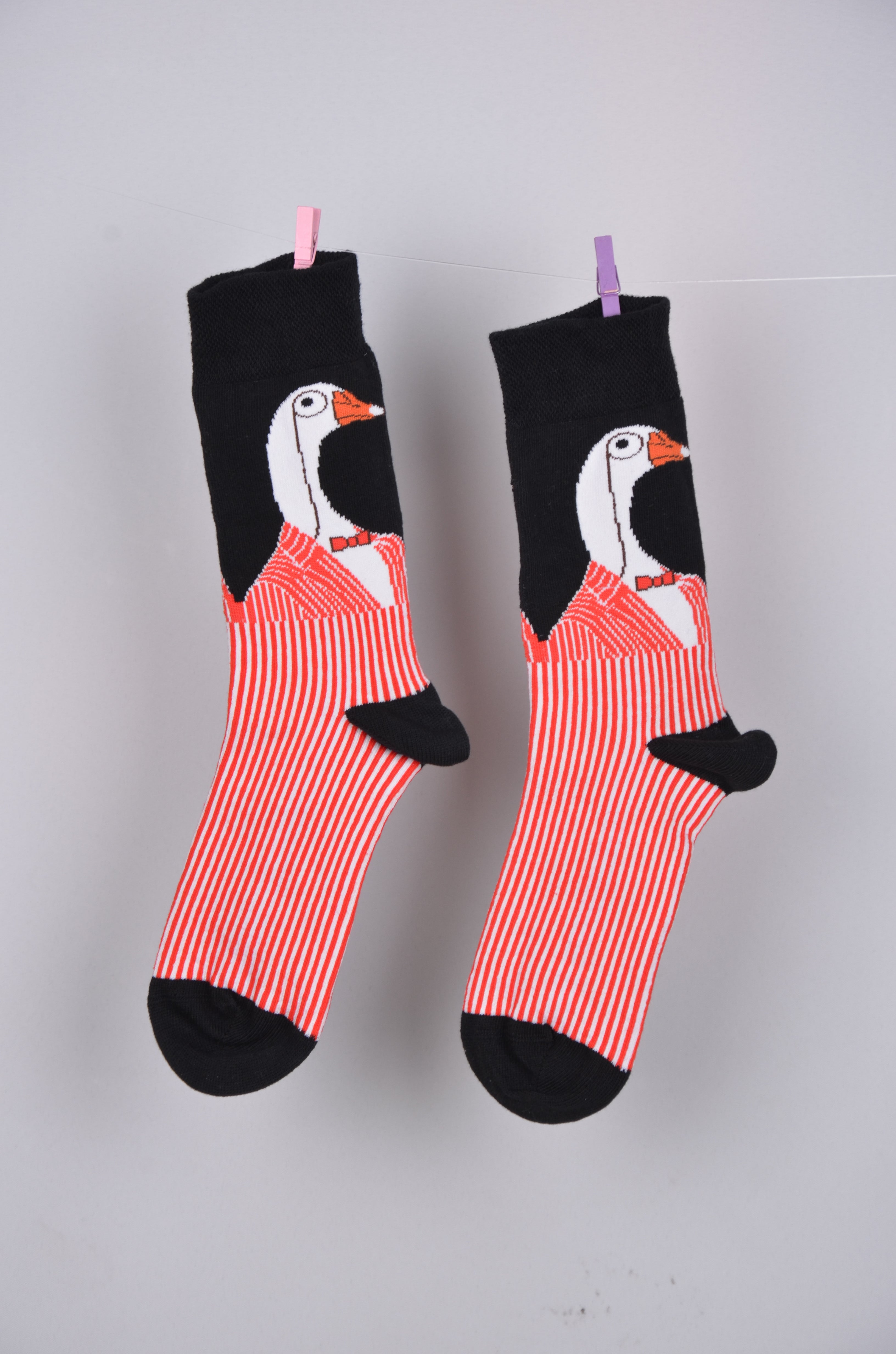 Kırmızı Çizgili Ördek - Soket Çorap